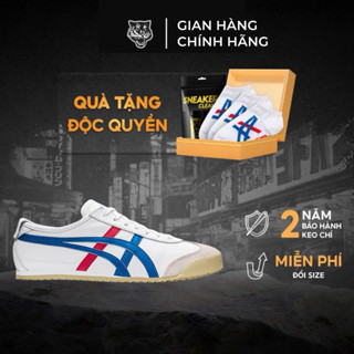 Giày Tiger Mexico 66 White/Red/Blue Saudi Arabia Chính Hãng, Giày Sneakers Nam Nữ Full Box Bảo Hành 12 Tháng