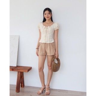  Áo Nữ Drystan Tay Bồng Họa Tiết Hoa Phối Cúc Chiết Eo GOÛT DE JUN 