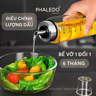 Chai đựng dầu ăn, nước mắm, nước tương thuỷ tinh borosilicate cao cấp, có nắp đậy kín & vòi chống trầy Phaledo