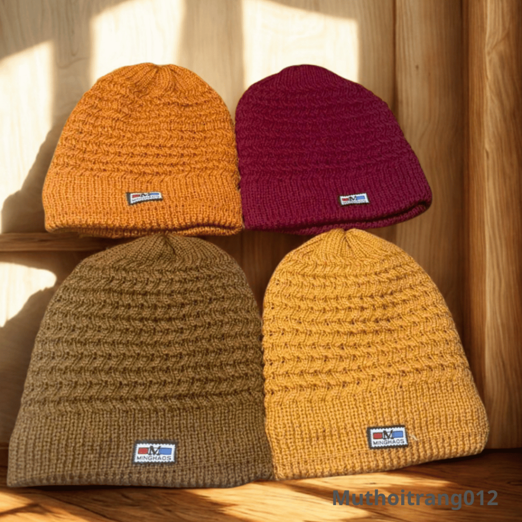 Mũ len đan - mũ len nữ lót nỉ hàng dệt vi tĩnh tặng mẹ ,tặng bà