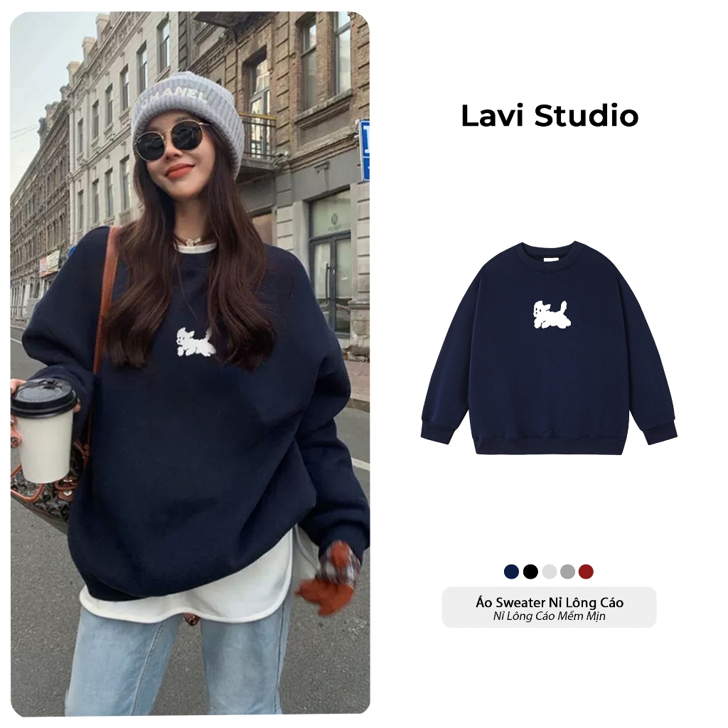 Áo Sweater Nỉ Lông Cáo Local Brand Lavi Studio/ I Love Pet