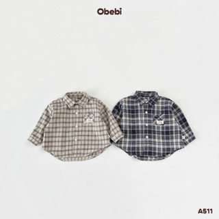 Áo Khoác Flannel Kẻ Đính Mác Obebi Obebi Thời Trang Cho Bé Trai Bé Gái từ 8kg - 23kg A511
