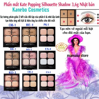  Phấn mắt 4 ô Kate Popping Silhouette Shadow 3,6g Nhật bản tạo hiệu ứng 3 chiều của 2 kết cấu đối lập giữa phấn lì& nhũ 