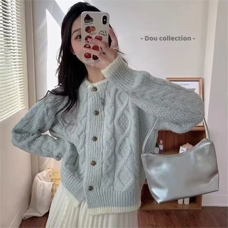 Áo Khoác Cardigan Nữ, Áo Len Dệt Kim Hoạ Tiết Dây Đan Chéo Viền Đen Phong Cách Hàn Quốc Thời Trang Thu Đông - Mã TA084 | BigBuy360 - bigbuy360.vn