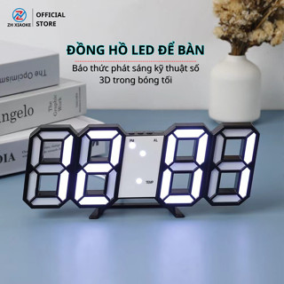  Đồng hồ Led 3D để bàn ZH XIAOKE Đồng hồ led để bàn treo tường thông minh 