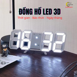  Đồng hồ treo tường để bàn led 3D ZAPPONIT Đồng Hồ Để Bàn Báo Thức Điện Tử 