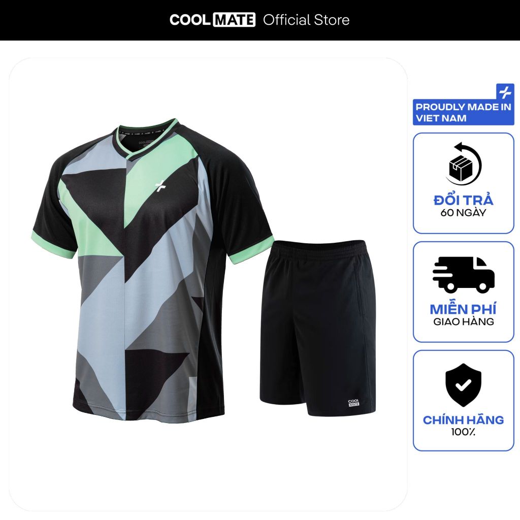 [Tặng short mặc nhà đơn 349k] Set Đồ Thể Thao Nam Cầu Lông, Pickleball Coolmate- Áo thun Racquet và Quần Short