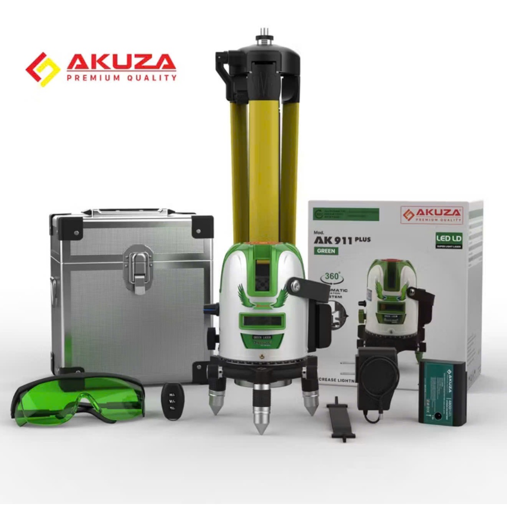 Máy cân mực laser tia xanh AKUZA 911 plus tia xanh treo tường