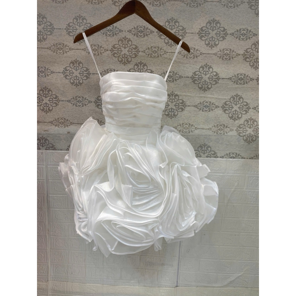 Váy Cưới Ngắn Hoa Hồng ,Váy Sinh Nhật, Váy đi bàn