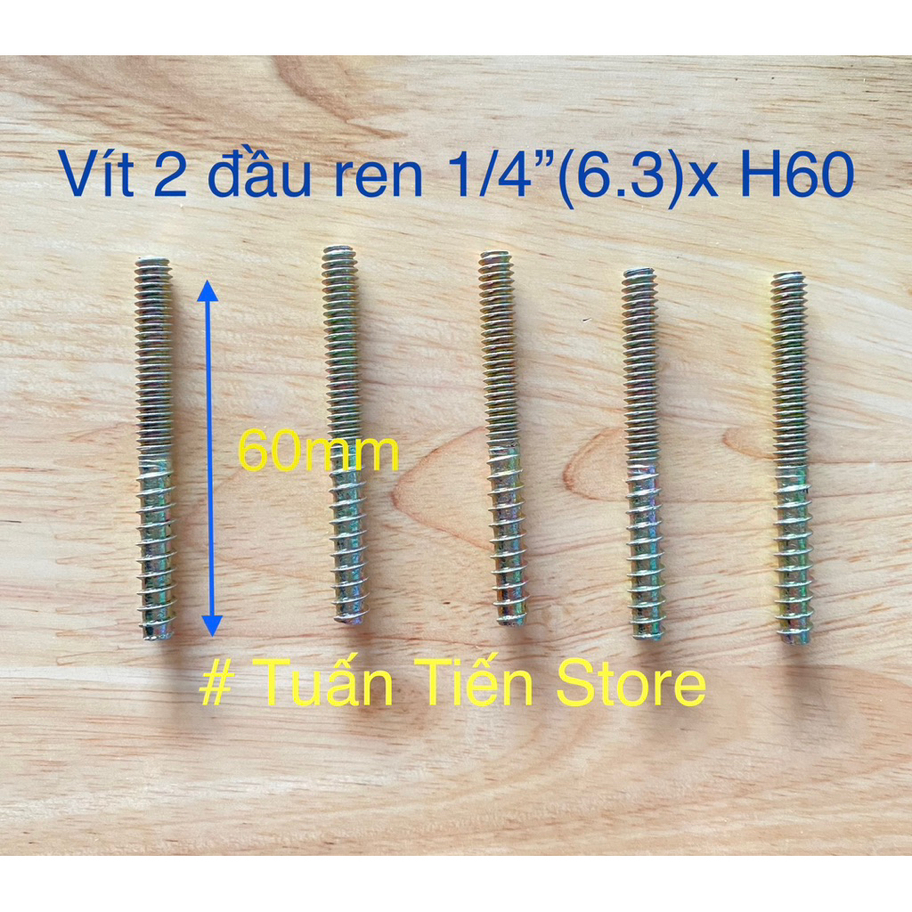 Vít  gỗ 2 đầu ren - Guzong 2 đầu ren liên kết mộng gỗ 1/4” - 5/16”