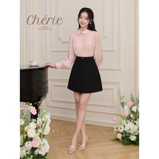 BEAUTEBYV - Áo sơmi nữ bèo nhún xếp ly cúc ngọc Tiffany