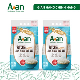 Combo 2 túi Gạo ST25 ngon túi 5kg - Thiết kế bao bì mới - Chính hãng Gạo sạch Aan