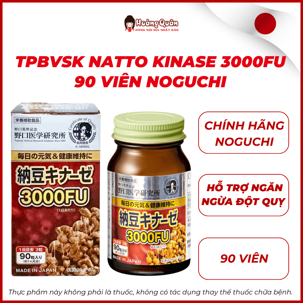 TPBVSK Natto Kinase 3000fu 90 viên Noguchi - Hỗ Trợ Ngừa Tăng Cường Đề Kháng
