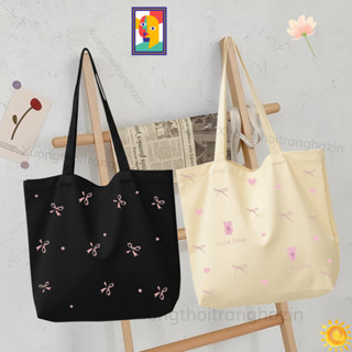 Túi tote Vải canvas mềm Đẹp đi học đi chơi Cực Hot có khóa miệng, có ngăn phụ tiện lợi