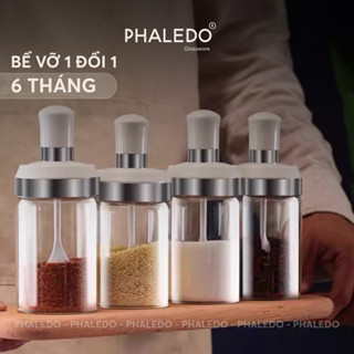 Lọ đựng gia vị thuỷ tinh nhà bếp, thuỷ tinh boro chịu nhiệt và chịu lực, thiết kế muỗng liền nắp thông minh LAZYDO P0322