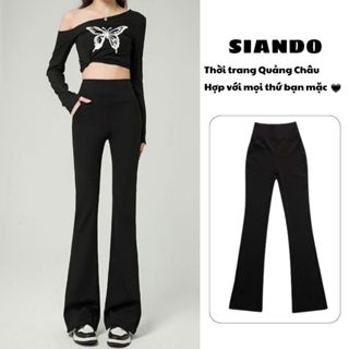  Quần legging ống loe có túi cạp cao nâng mông chất su đúc dầy dặn hàng Quảng Châu SIANDO HM32 