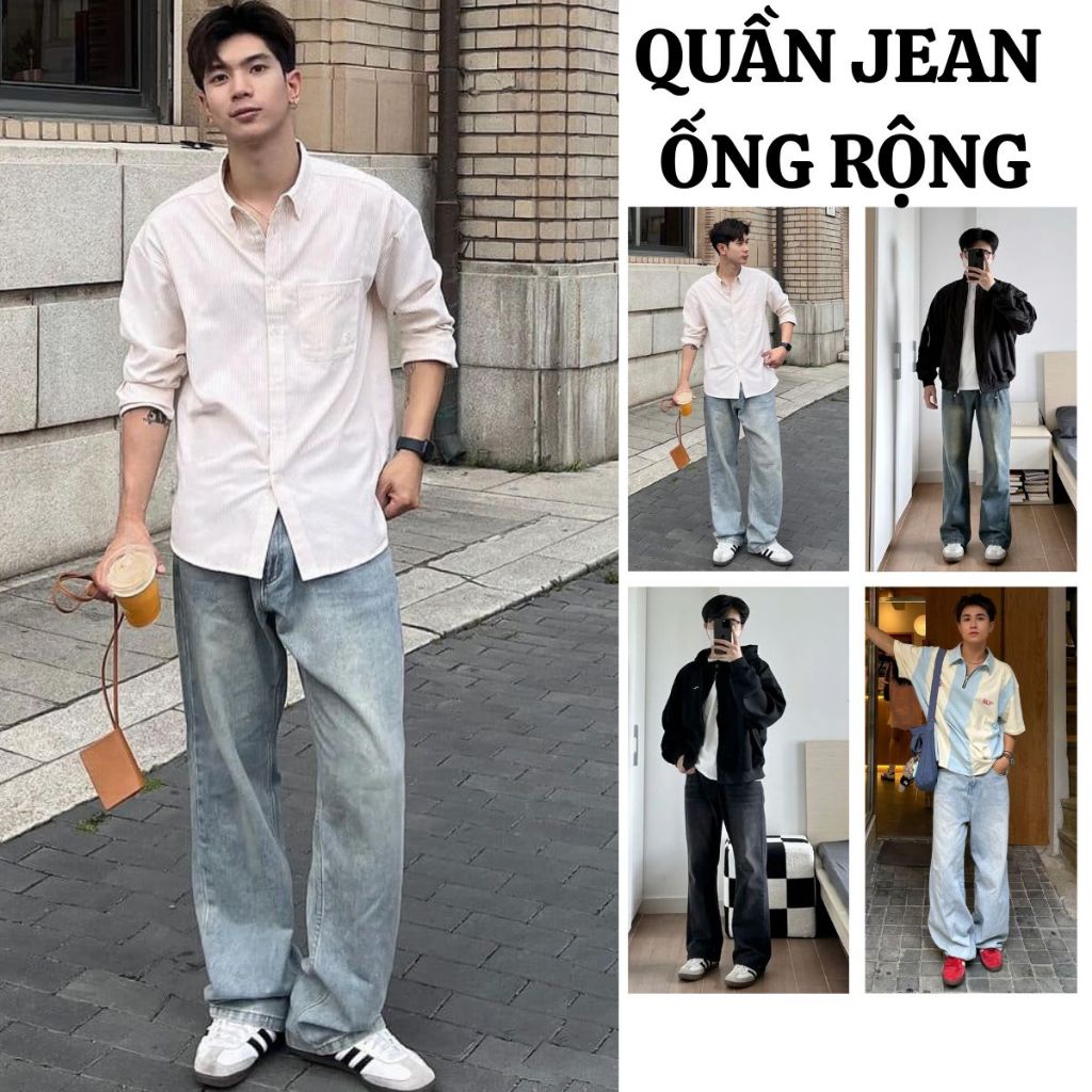 Quần JEAN nam FABUMAN RETRO wash ống rộng chất JEAN mềm dáng suông rộng màu xám đen trầm BIGSIZE