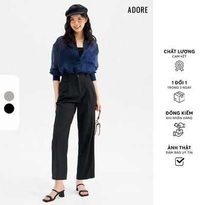 513TR0002 - Quần smart ghi rêu/đen basic ADORE