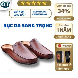 Giày Sục Nam Cao Cấp Da Bò Đế Cao Su Chống Trơn Trượt Thoáng Khí Thời Trang Công Sở Và Đi Chơi