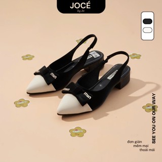 [Giảm 1 size] Giày slingback hở gót nơ miu đen trắng mũi nhọn êm chân cho nữ