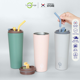  Ly Giữ Nhiệt Có Ống Hút Living On 750ml Dáng Cao – Inox 304 Giữ Nhiệt Tốt Phong Cách Hàn Quốc 