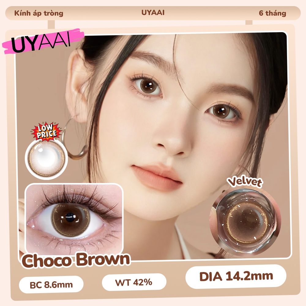 kính áp tròng MCK1 Mystic Eyes Velvet Choco Brown lens cận 6 tháng DIA 14.2mm