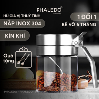 Lọ gia vị thuỷ tinh borosilicate, nắp & tay cầm inox 304 cao cấp đựng gia vị kín 100% chống ẩm, an toàn Phaledo