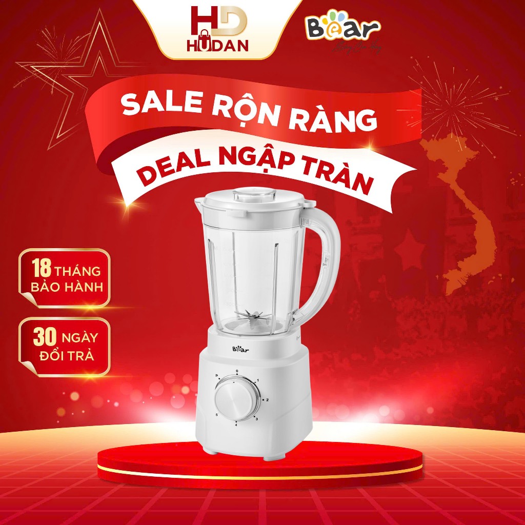 Máy xay sinh tố Bear SB-MX15L 1.5L Quốc Tế bảo hành 18 tháng,  Xay Đa Năng 2 Cối Xay