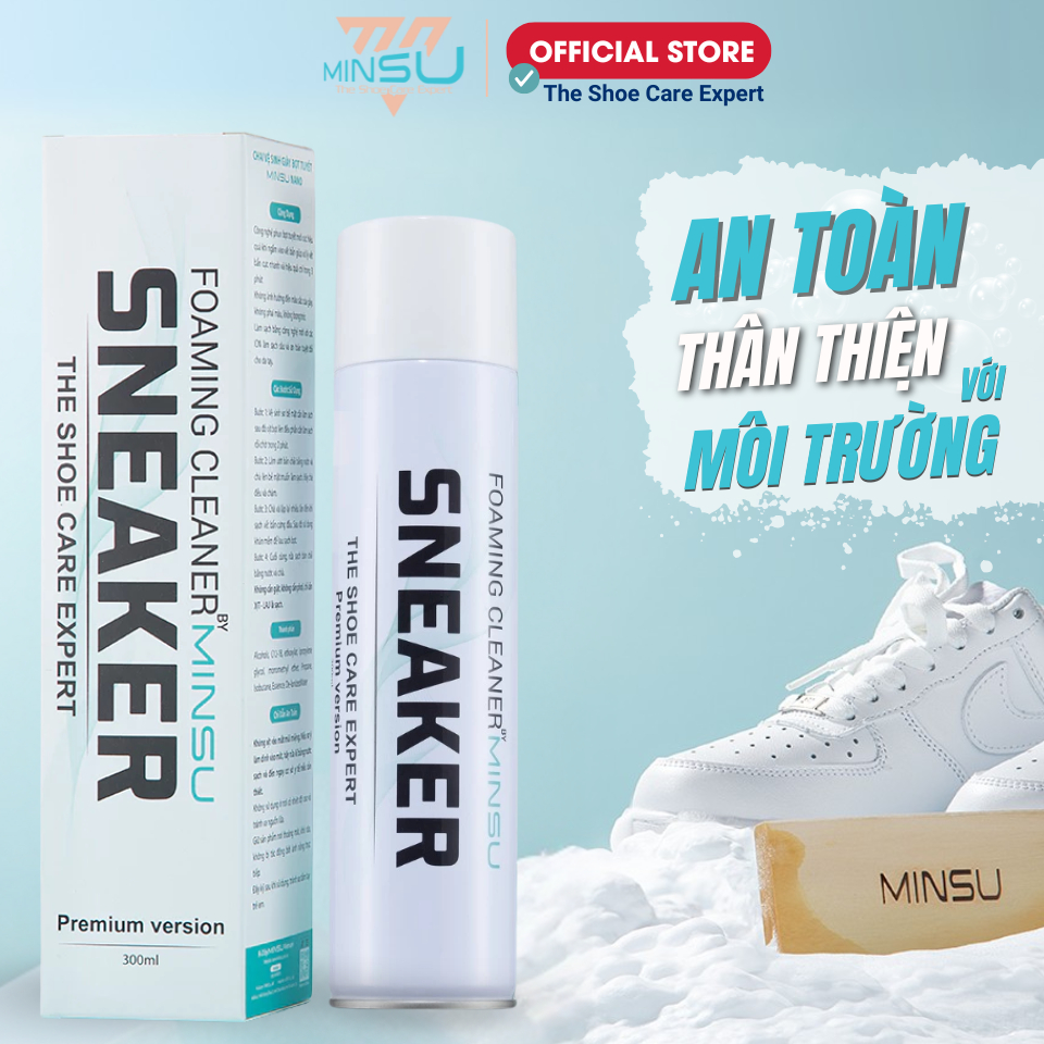 Chai Xịt Vệ Sinh Giày Sneaker Bọt Tuyết NANO MINSU M5955 Giặt Khô Siêu Tốc Bảo Vệ Giày Khỏi Bị Ố Vàng, Phai Màu