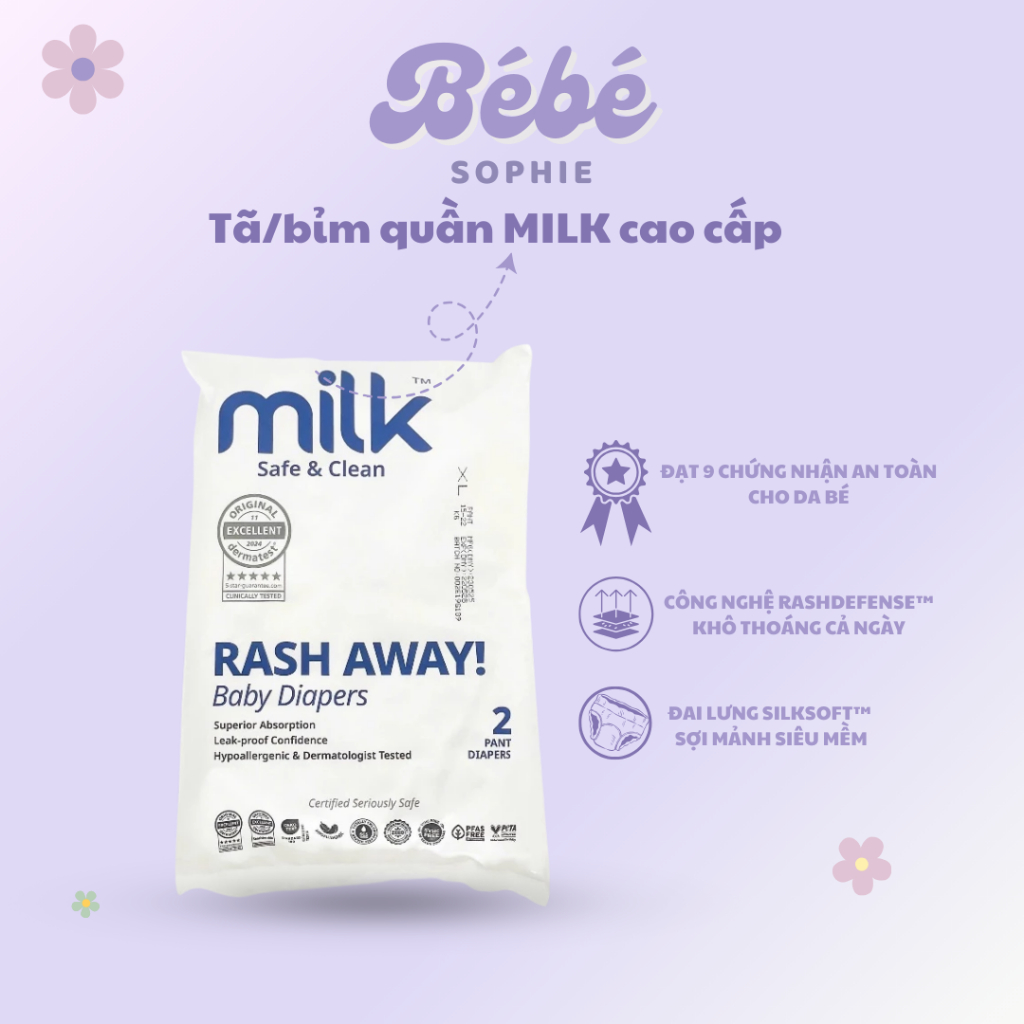 (𝐇𝐚̀𝐧𝐠 𝐭𝐚̣̆𝐧𝐠 𝐤𝐡𝐨̂𝐧𝐠 𝐛𝐚́𝐧) Bỉm test Milk chống hăm cho bé yêu- Bebe Sophie