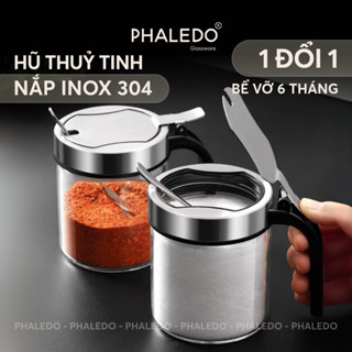  Hũ đựng gia vị thuỷ tinh borosilicate đa năng nắp đậy inox 304 thông minh - tặng kèm muỗng Phaledo P-0328 