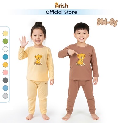 Bộ dài tay trẻ em LionJoy , thương hiệu Arich mềm mát cho bé trai, gái từ 9 tháng đến 6 tuổi