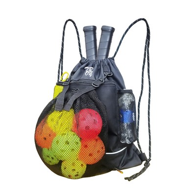 Balo dây rút thể thao TROY PCK-BALL đựng vợt kèm lưới đựng bóng pickleball, vải bố chống thấm