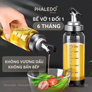 Lọ đựng dầu ăn, nước mắm thuỷ tinh boroslicate chịu lực & chịu nhiệt cao cấp, vòi nút bấm dùng 1 tay tiện lợi Phaledo