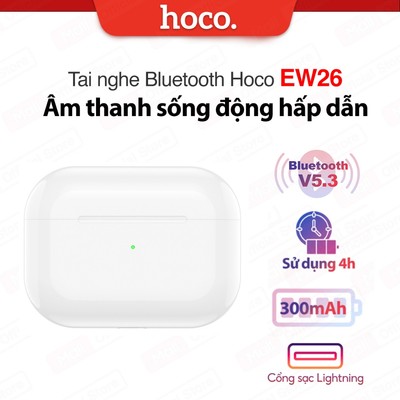 Tai nghe Bluetooth V5.3 Hoco EW26 dung lượng pin 300mAh, sử dụng đến 4 giờ, âm thanh sống động cực chất