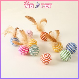  Bóng Đồ Chơi Dây Thừng Có Lông Vũ Cho Thú Cưng Chó Mèo 