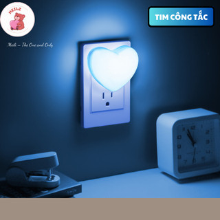  Đèn Ngủ Cắm Điện Mini Tim Xanh Dương  Công Tắc Đóng Mở Tiết Kiệm Điện Năng Trang Trí Phòng Ngủ MEILI STORE 