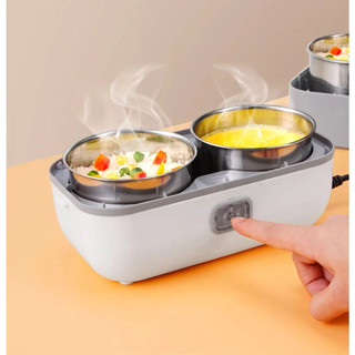 Hộp cơm cắm điện Chefman, hộp cơm văn phòng 4 khay 2 tầng có thể nấu cơm trực tiếp cực tiện lợi