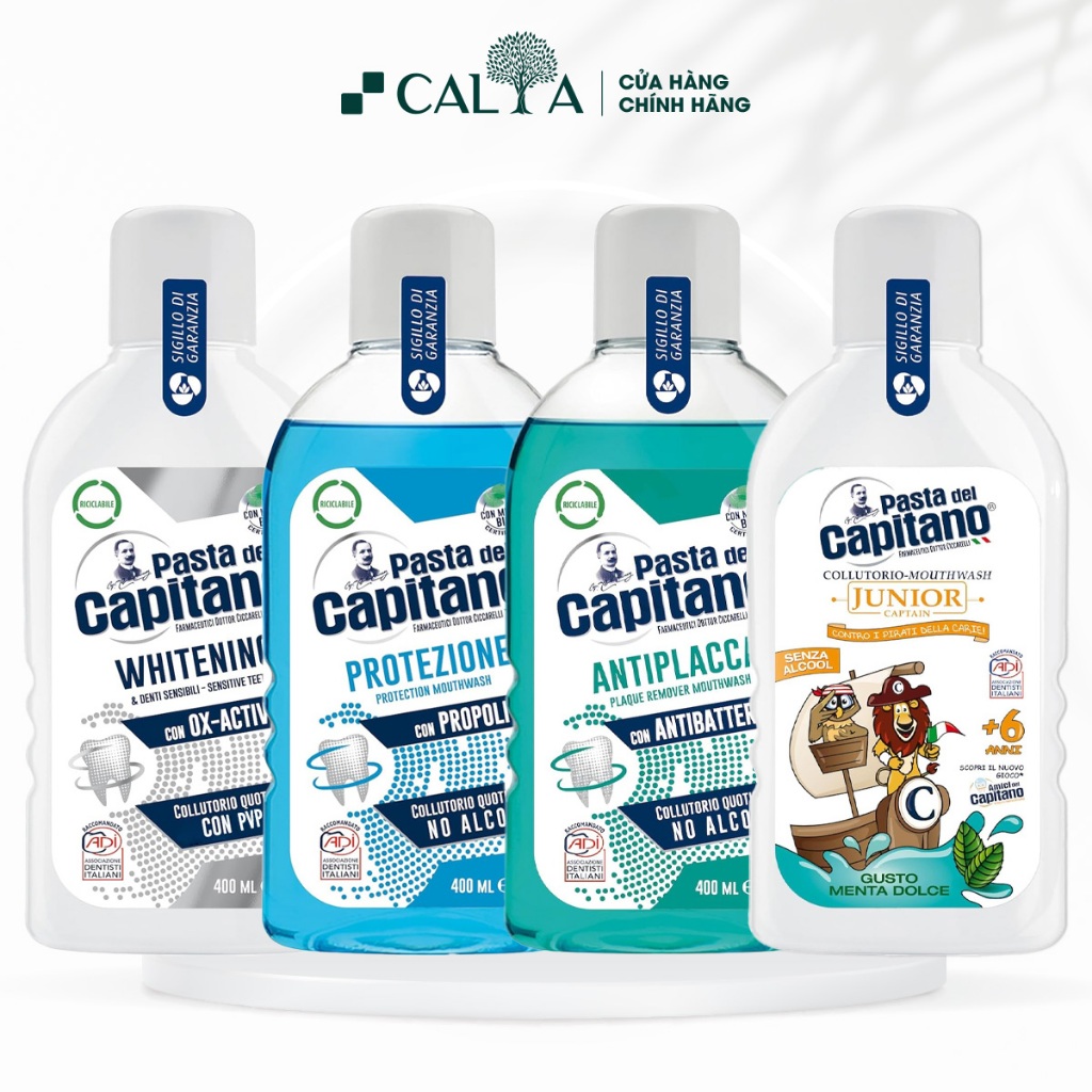 Nước Súc Miệng Capitano Thơm Miệng, Trắng Răng - Pasta Del Capitano Whitening Mouthwash 400ml