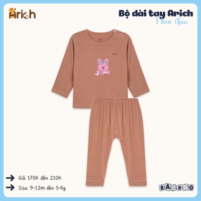 Bộ dài tay mùa hè cho bé gái arich in hình Jumi , đồ bộ dài tay bé gái ,chất liệu petit sợi tre  mềm ,mát size 9M-6Y