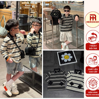  áo polo dài tay bé trai phối kẻ ngang siêu đẹp phong cách boy phố 2236 