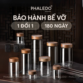 Hũ Thuỷ Tinh Có Nắp Xoắn Gỗ Keo Đựng Đồ Đa Năng Như Trà, Cafe, Đồ Ăn... Cho Gia Đình Decor Sang Trọng PHALEDO (P-0362)