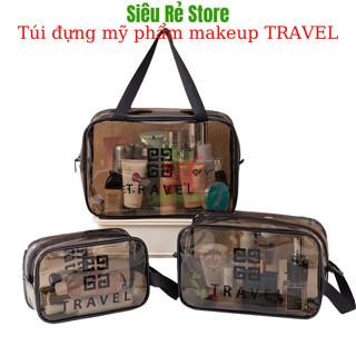  Túi đựng đồ makeup Siêu Rẻ Store Túi mỹ phẩm skincare trang điểm cá nhân mini trong suốt đi du lịch TRAVEL 
