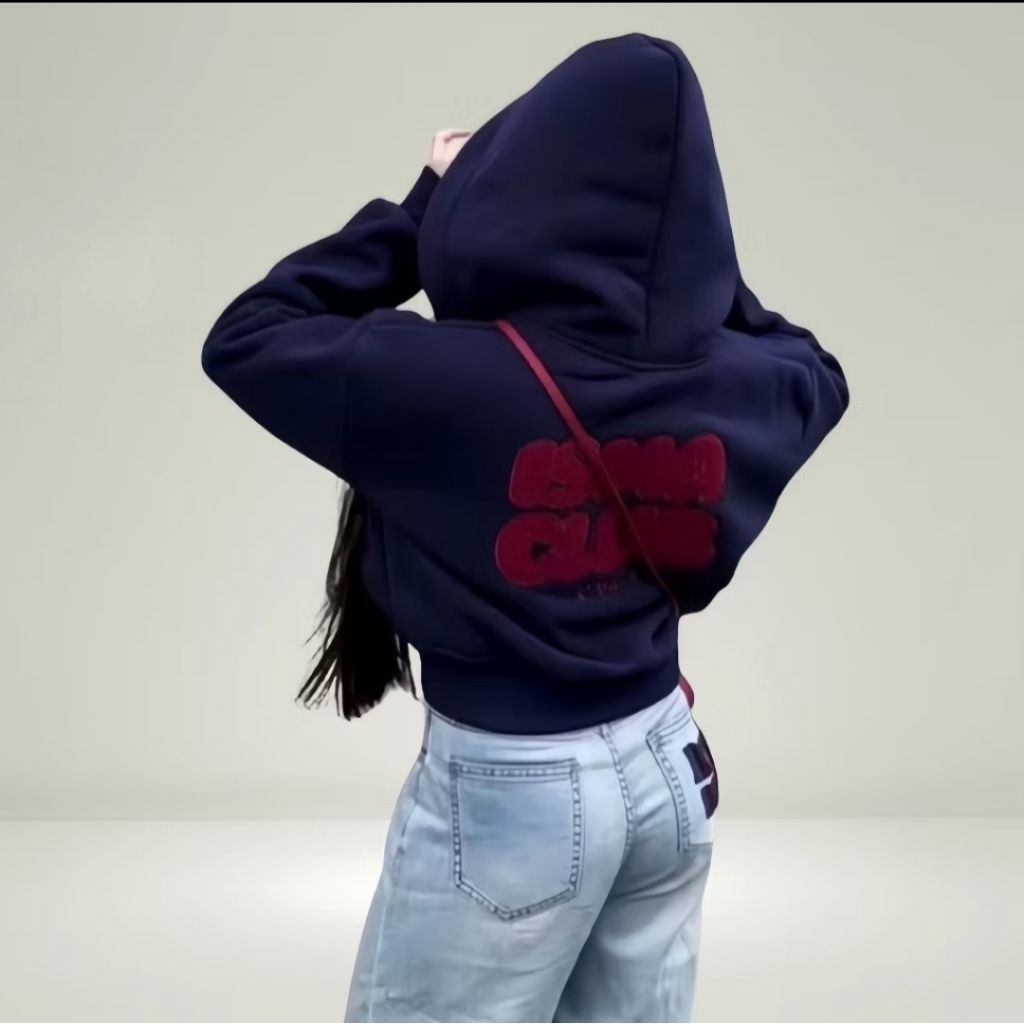 Áo Khoác Hoodie Zip Chất Nỉ Bông Form Boxy Lửng Logo Thêu Chữ ISM CLUB Thời Trang Super Fashion P