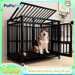 Chuồng chó lớn, sơn tĩnh điện có bánh xe êm ái, 60-125cm, phù hợp cho chó và mèo nặng tới 40kg