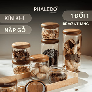 Lọ Thuỷ Tinh Có Nắp Gỗ Bo Tròn Với Chất Liệu Thuỷ Tinh Borosilicate Chịu Nhiệt, Không Chứa Chì Cao Cấp PHALEDO (P-0363)
