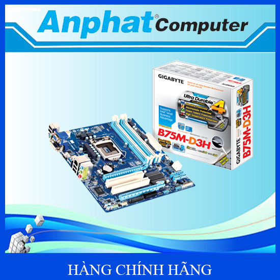 Bo mạch chủ Main Gigabyte B75M-D3H (4 khe Ram) Socket LGA 1155 Hàng Cty (Fullbox) – Bảo hành 36 thán