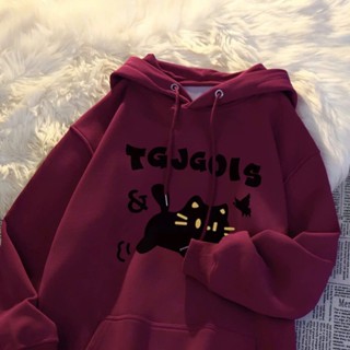  Áo hoodie nữ nam form rộng KONOVA in hình mèo TQJ chất liệu nỉ bông dày dặn 