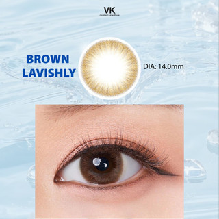 VK Lens - Lens BROWN LAVISHLY màu nâu hạt dẻ giãn tròng nhẹ 14.0mm, kính áp tròng 6 tháng, 0-10 độ