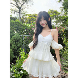  Hoả tốc HCM  Sora Muse - NotJust | Set váy nữ trắng đen đơn giản nhẹ nhàng cho nàng thơ ngày Tết dáng xòe có bảo hộ 